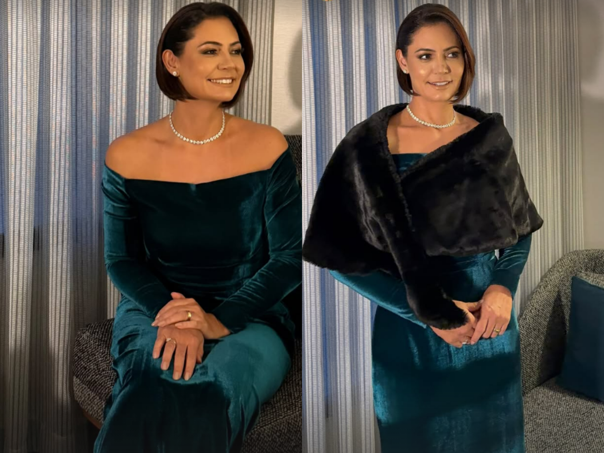 Michelle Bolsonaro viraliza com look para jantar nos EUA antes da posse de Trump